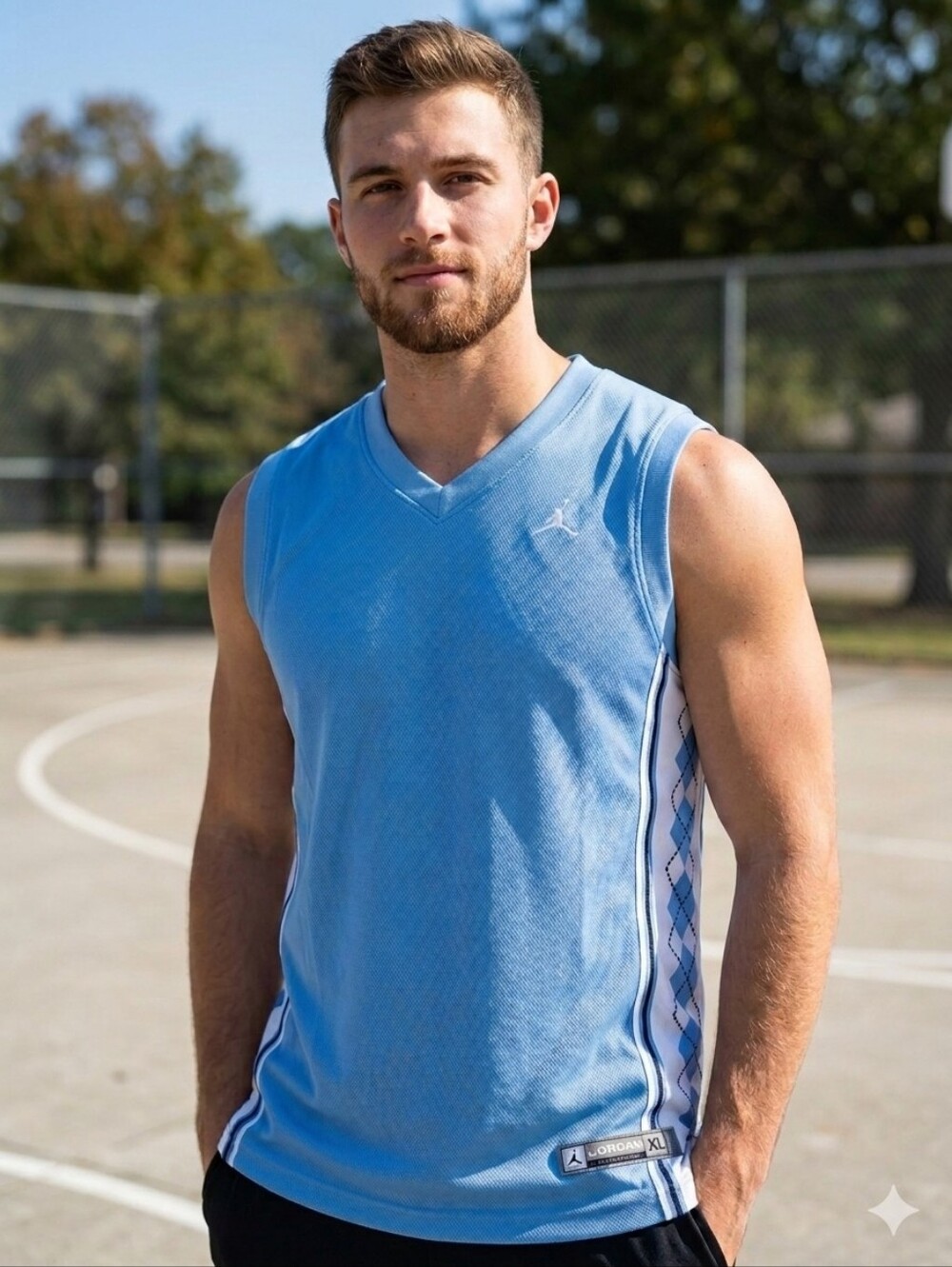 Jordan Men’s Light Blue Sleeveless Basketball Jersey North Carolina Tarheels XL